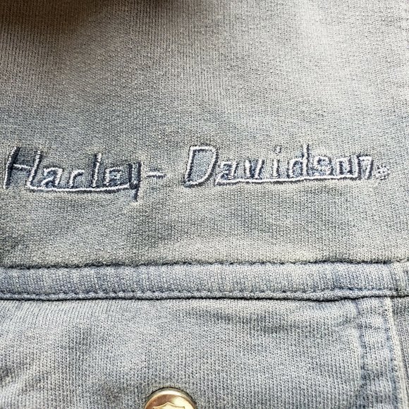 Womens Harley Davidson Black Hill SD Blue Medium Pockets Button Cotton Vest VGC - Picture 7 of 10